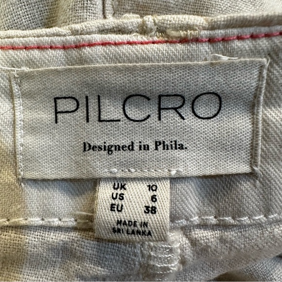 Anthropologie Pilcro Cargo Culottes Linen Blend Cropped Pants Cream Size 6 - Picture 10 of 12
